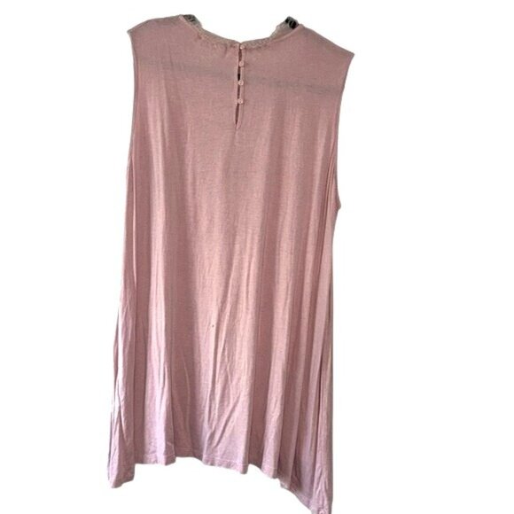 Paper + Tee Pink Sleeveless Lace-Trimmed Top Womens 2X Rayon/Spandex Blend - Picture 7 of 9